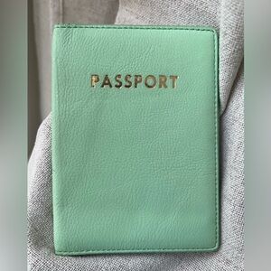J. Crew Mint Green Leather Passport Holder